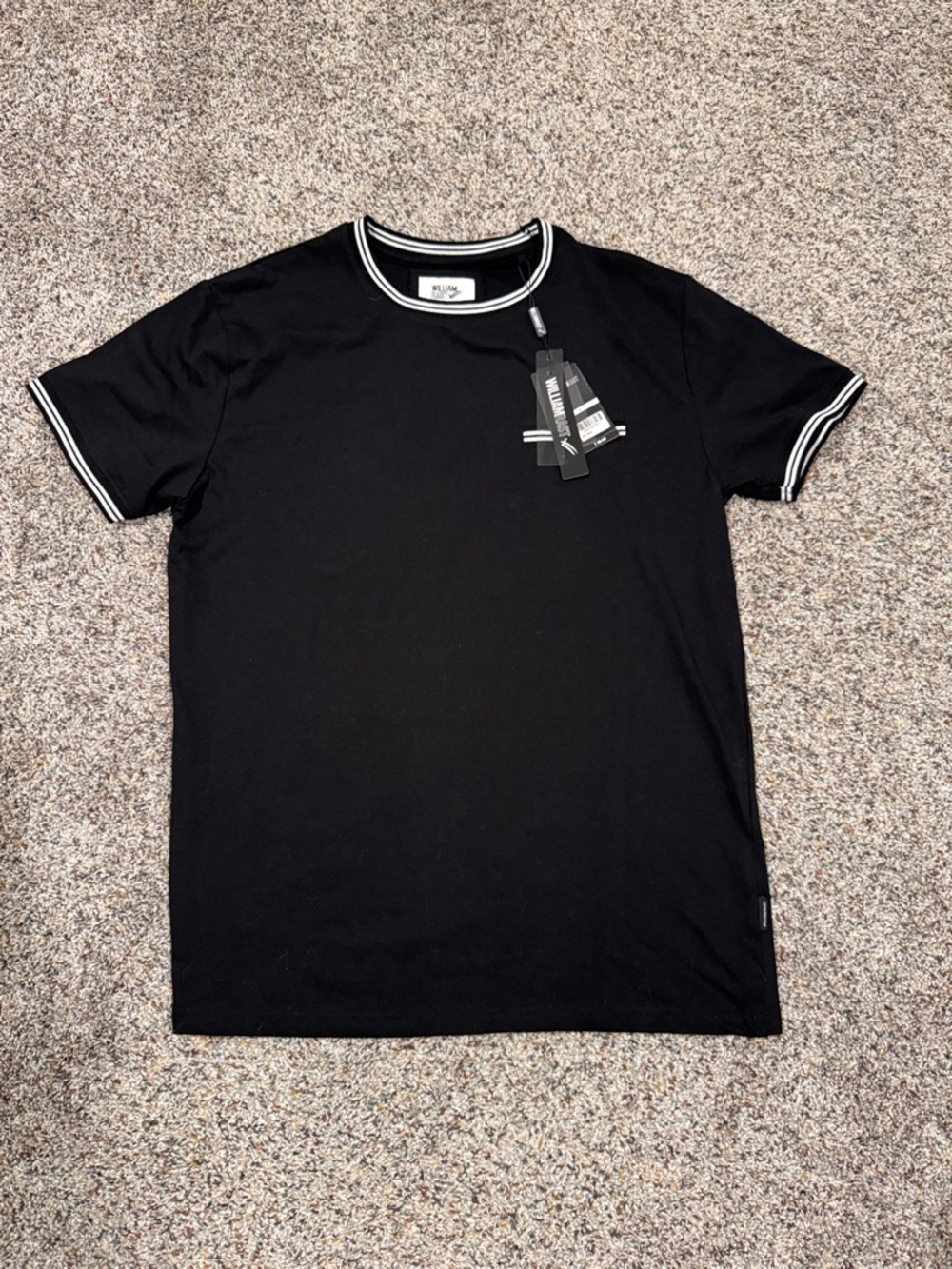 William Rast Black Tee with White Trim - Men